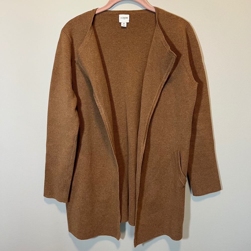 J. Crew Juliette Collarless Sweater Blazer Brown Cotton Cardigan XS